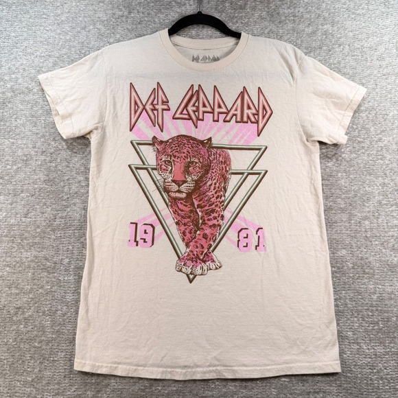 Def Leppard Tops - Def Leppard T-Shirt 1981 Tour Graphic 100% Cotton Small Cream Rock Band Tee